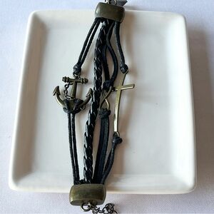 Nautical Themed Braided Leather Bracelet